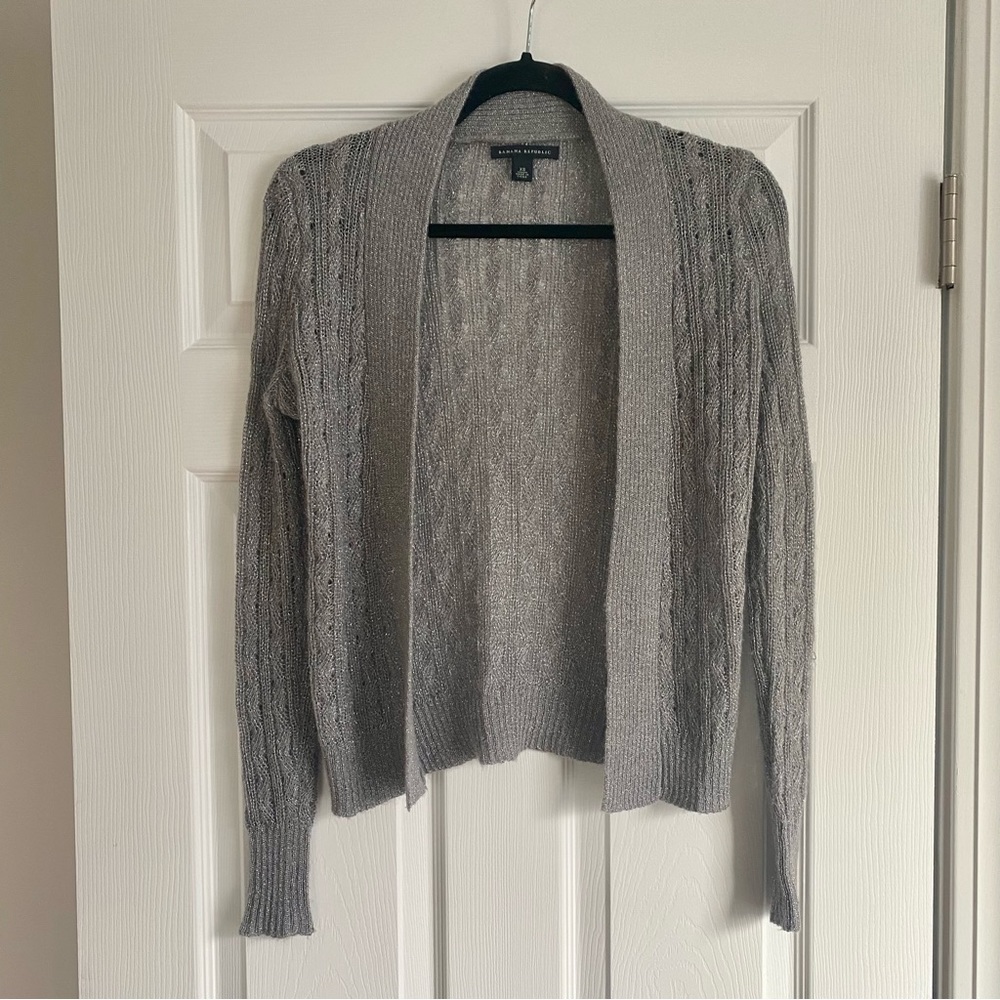 Banana Republic Size XS Grey Silver Open Cardigan